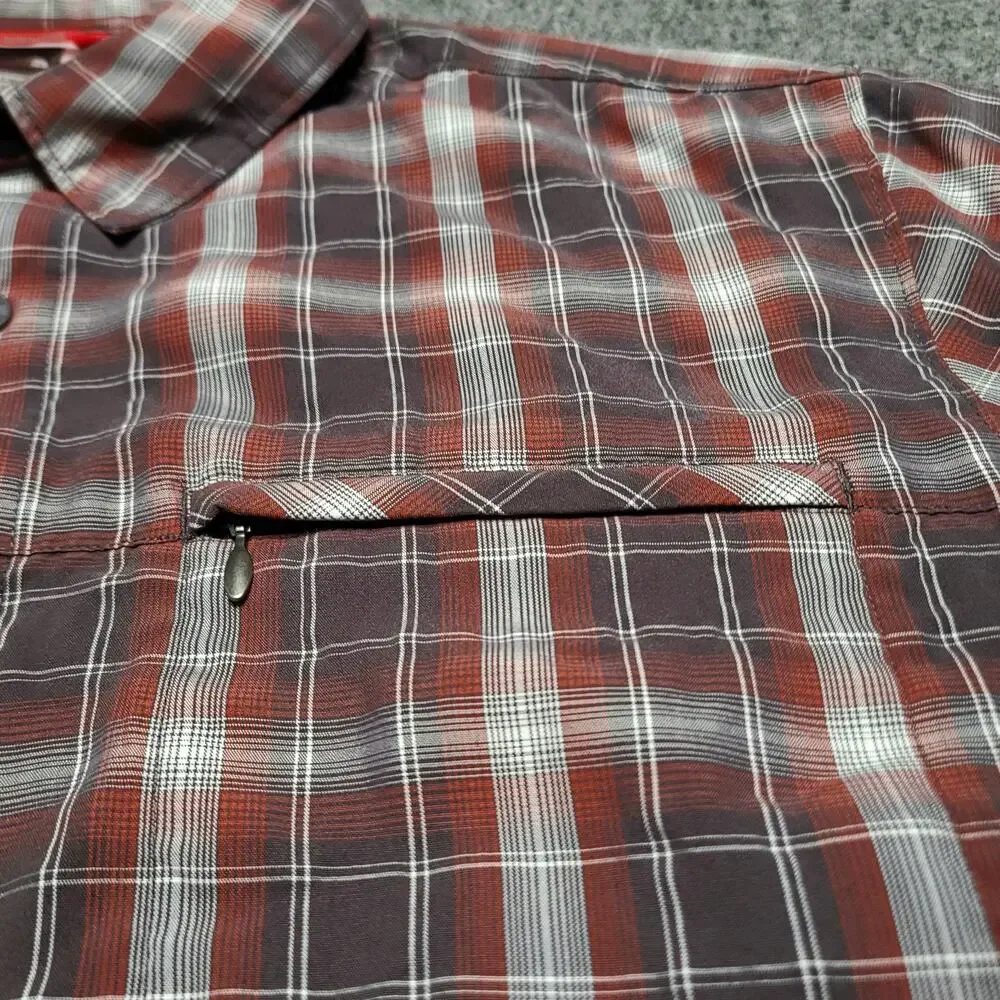 The North Face Shirt Mens Large Brown Plaid Millstone Outdoors Tech Trail Travel